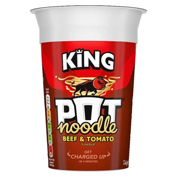 Pot Noodle King Pot Noodle Beef & Tomato 114 g (Case of 12) - Honesty Sales