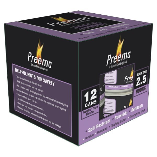 Preema Ethanol Chafing Fuel 2.5 hour 12 pack (12 x Sgl) - Honesty Sales