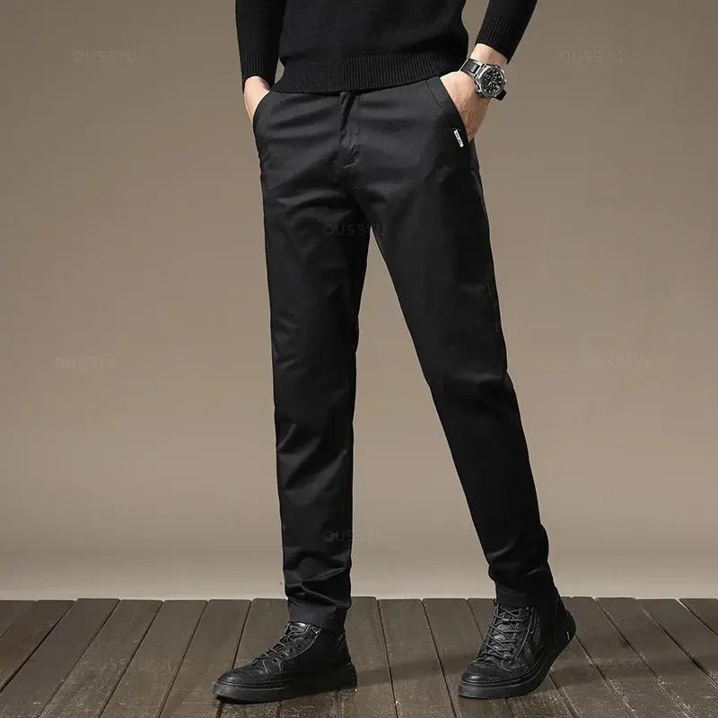 Premium Combed Cotton Men's Chinos | Business Casual Straight Fit Pants | Solid Color Gray Trousers - Honesty Sales