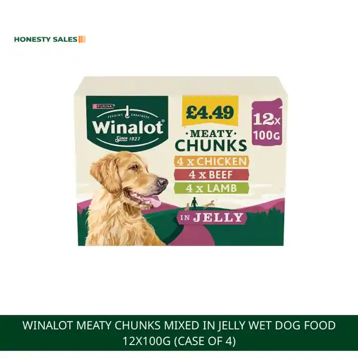 WINALOT Meaty Chunks Mixed in Jelly Wet Dog Food 12x100g (Case of 4) by@Outfy