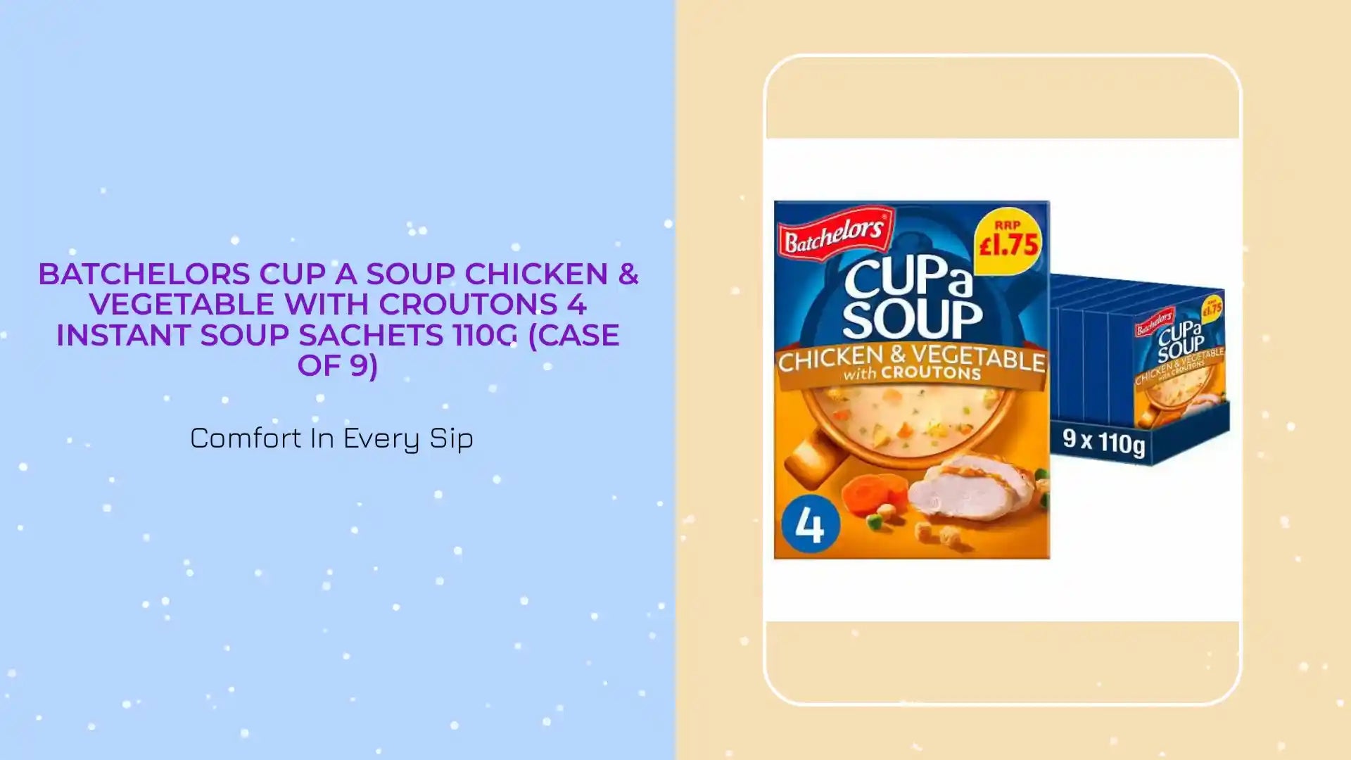 Batchelors Cup a Soup Chicken & Vegetable with Croutons 4 Instant Soup Sachets 110g (Case of 9) by@Outfy