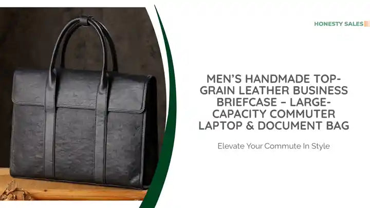 Men’s Handmade Top-Grain Leather Business Briefcase – Large-Capacity Commuter Laptop & Document Bag by@Outfy