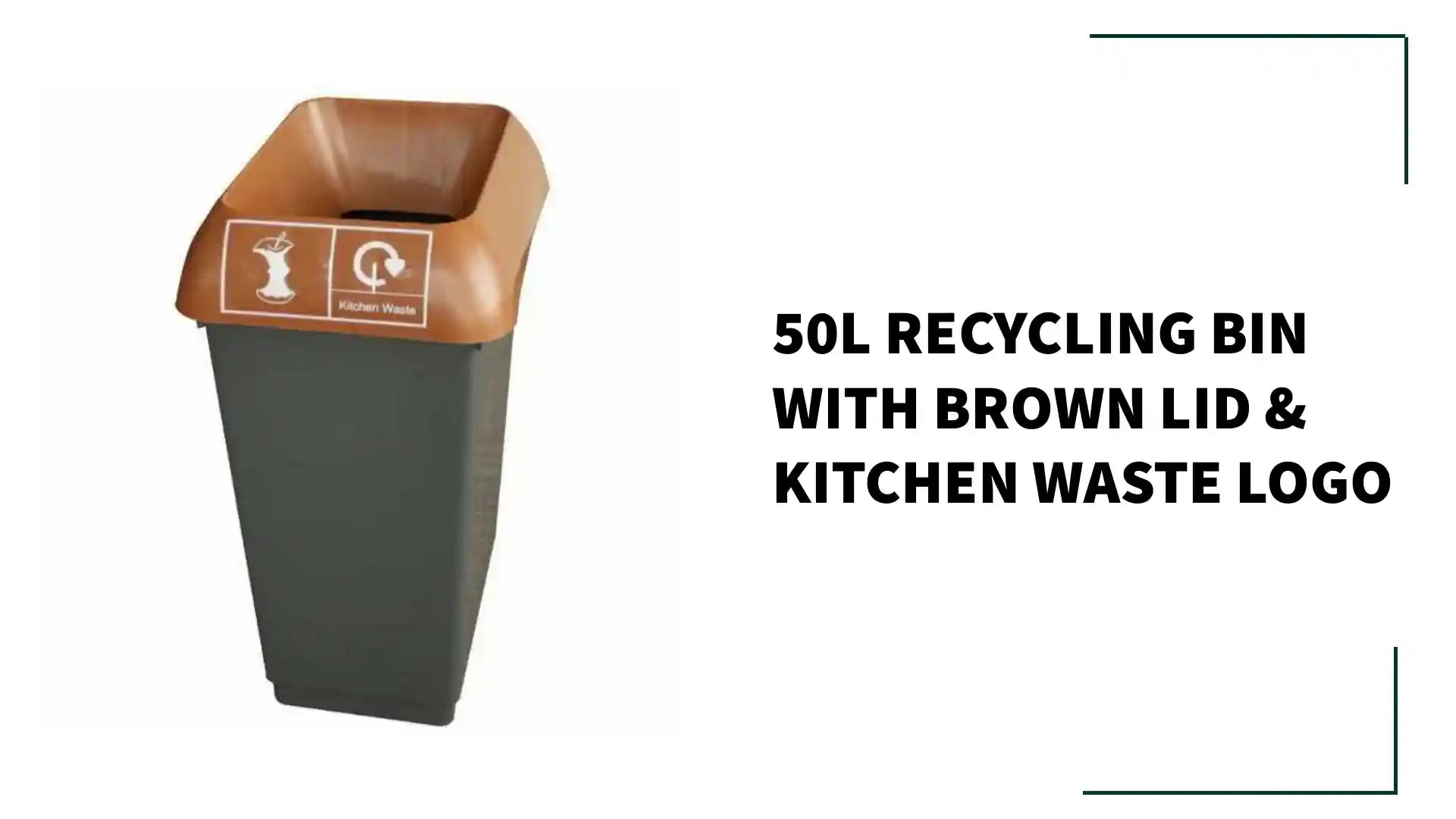 50L Recycling Bin with Brown Lid & Kitchen Waste Logo by@Outfy