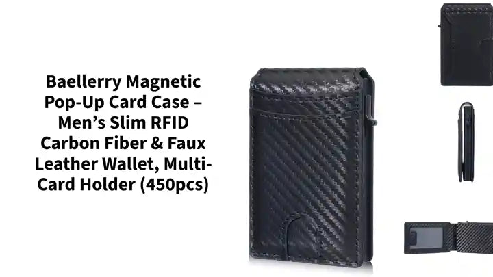 Baellerry Magnetic Pop-Up Card Case – Men’s Slim RFID Carbon Fiber & Faux Leather Wallet, Multi-Card Holder (450pcs) by@Outfy