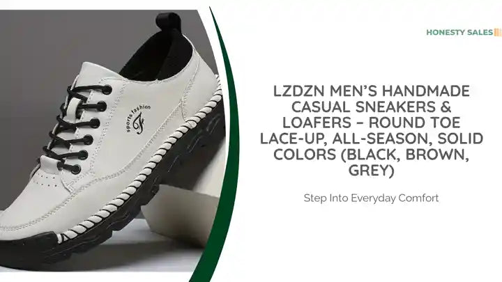 LZDZN Men’s Handmade Casual Sneakers & Loafers – Round Toe Lace-Up, All-Season, Solid Colors (Black, Brown, Grey) by@Outfy
