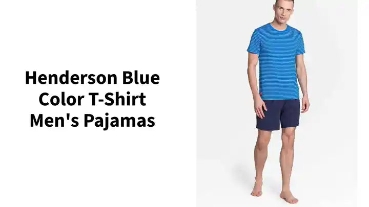Henderson blue color t-shirt men's pajamas by@Outfy