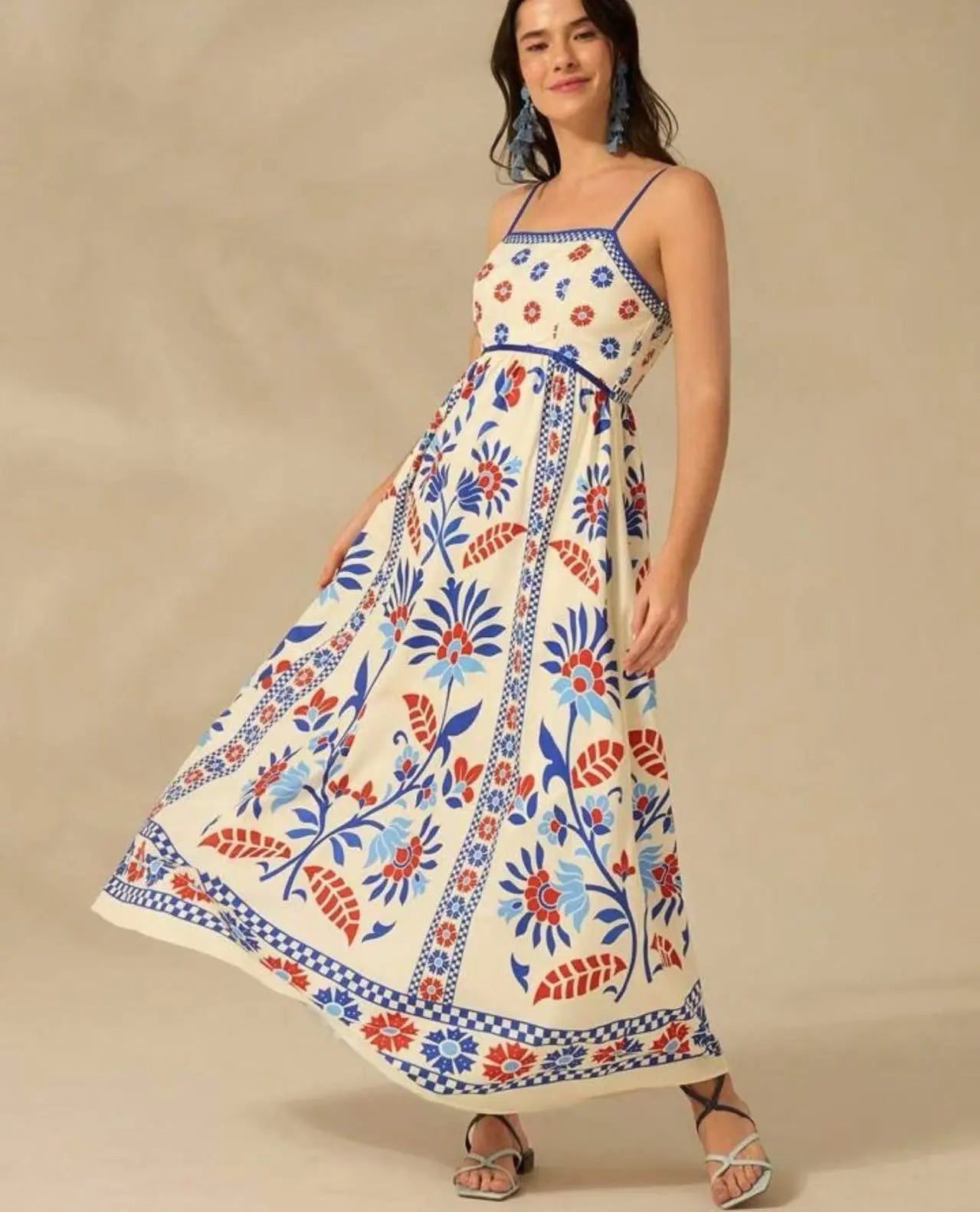 Printing Slip Dress Vacation Style Women's Clothing - Honesty Sales