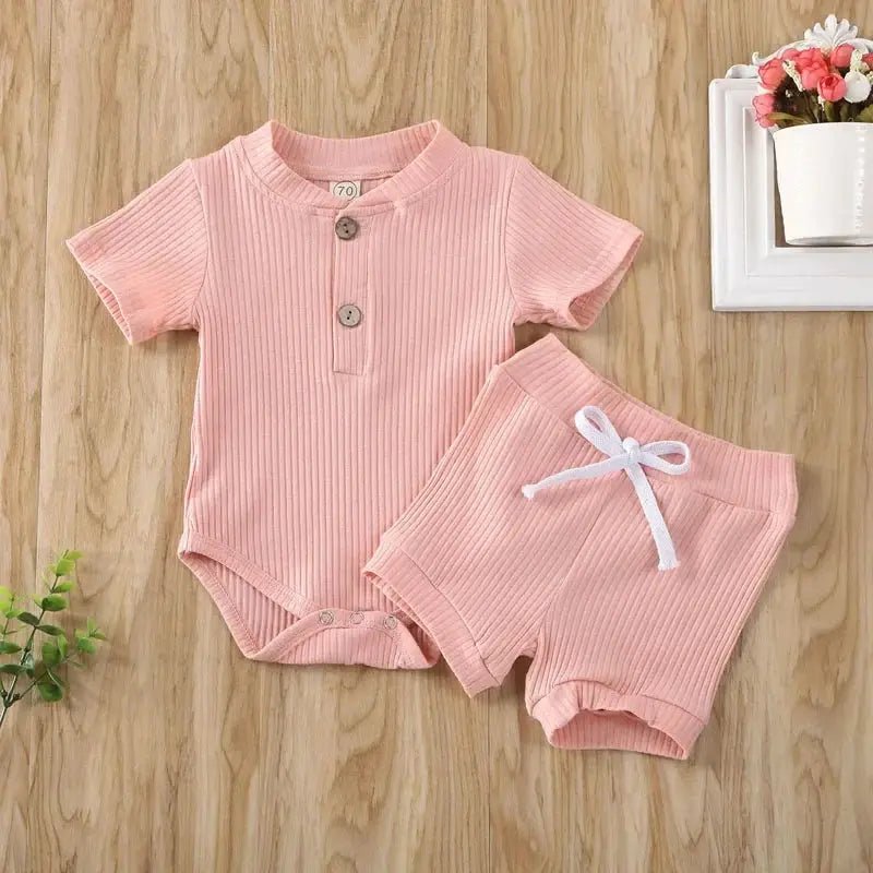 Pydcoco US Stock 0 - 24M 2PCS Kid Baby Clothes Set Short Sleeve Bodysuit Shorts Outfits Summer Set - Honesty Sales