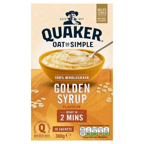 Quaker Oat So Simple Golden Syrup Porridge Sachets 10x36g (Case of 9) - Honesty Sales