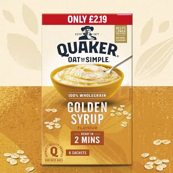 Quaker Oat So Simple Golden Syrup Porridge Sachets RRP (Case of 8) - Honesty Sales
