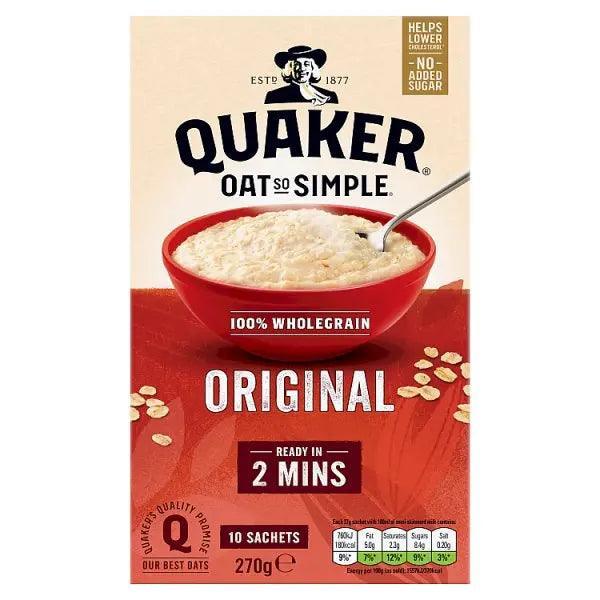 Quaker Oat So Simple Original Porridge Sachets 10x27g (Case of 9) - Honesty Sales