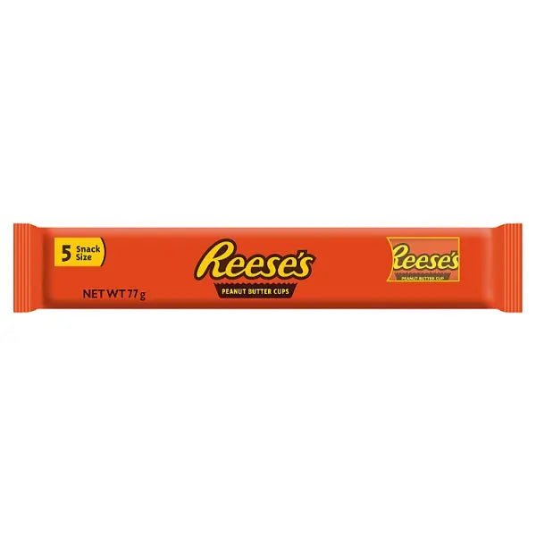 Reese's Milk Chocolate and Peanut Butter Cups, Multipack (5 Pack), 77g (Case of 18) - Honesty Sales