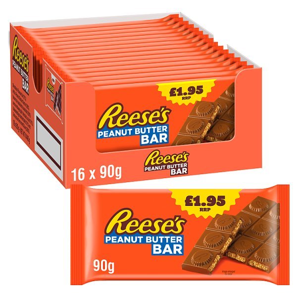 Reese's Peanut Butter and Milk Chocolate Flavour Bar 90g (16 x 90g) - Honesty Sales