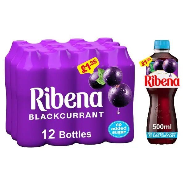 Ribena Blackcurrant No Added Sugar Juice Drink 500ml (Case of 12) - Honesty Sales