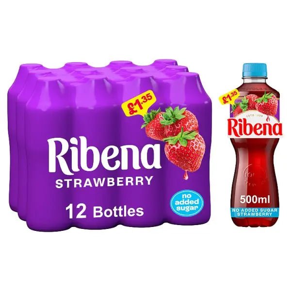 Ribena Strawberry Juice Drink No Added Sugar 500ml (Case of 12) - Honesty Sales
