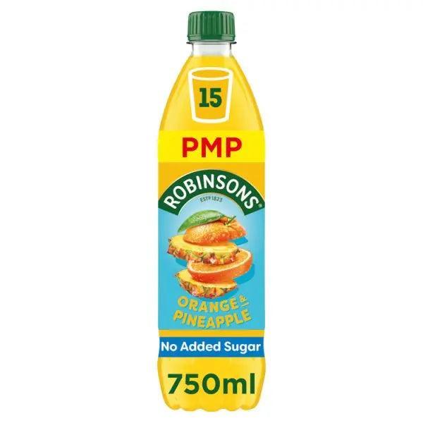 Robinsons Orange & Pineapple No Added Sugar Squash PMP 750ml (Case of 12) - Honesty Sales