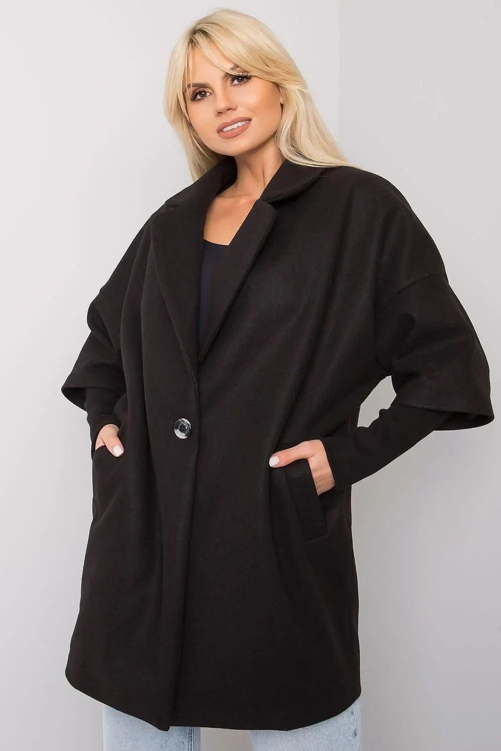 Rue Paris loose cut, button closure womens coat - Honesty Sales