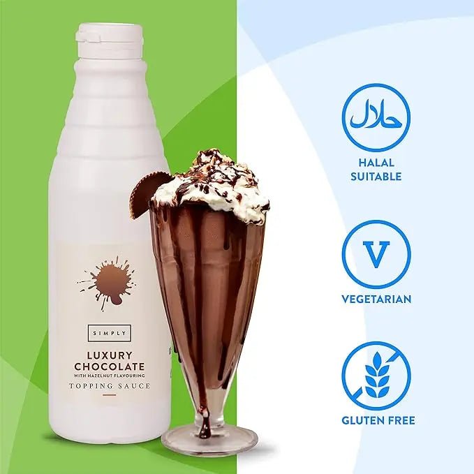 Simply Luxury Chocolate Topping Sauce with Hazelnut Flavouring - Honesty Sales