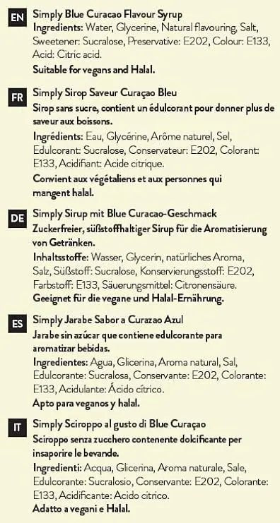 Simply Sugar Free Blue Curacao Syrup - Honesty Sales