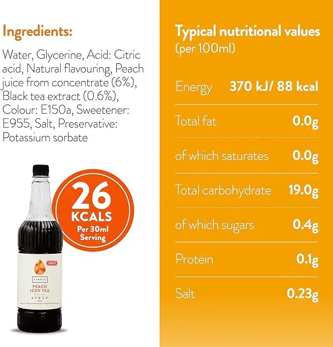 Simply Sugar Free Peach Iced Tea - Honesty Sales