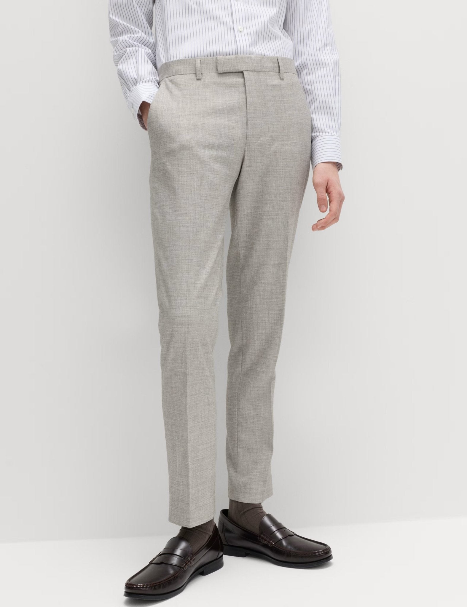 Slim Fit Textured Twill Stretch Trousers - Honesty Sales