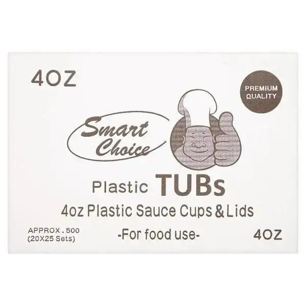 Smart Choice 4oz Plastic Tubs Sauce Cup & Lids 500 Sets - Honesty Sales