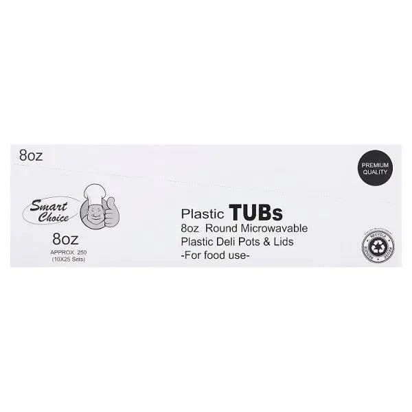 Smart Choice Plastic Tubs 8oz - Sets of 25 - Honesty Sales