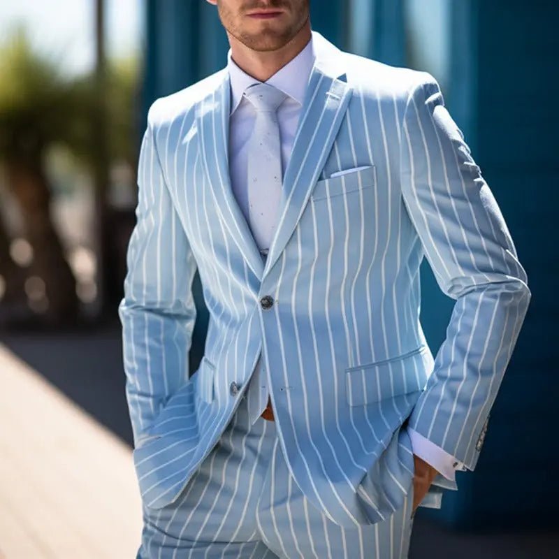 Spring Top Commute Leisure Printed Double Button Suit Jacket Men - Honesty Sales