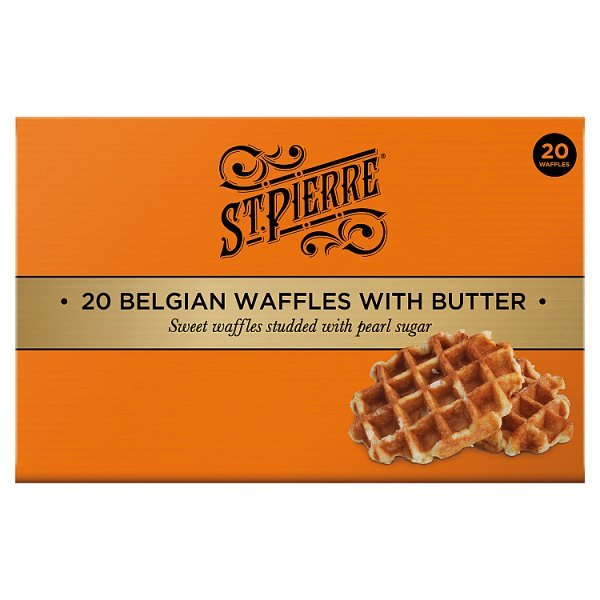St Pierre Belgian Waffles with Butter 20 x 90g (20 x 20pk) - Honesty Sales