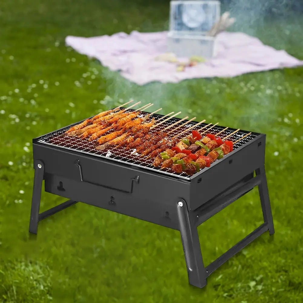 Stainless Steel Folding Charcoal BBQ Grill – Mini Tabletop Barbecue Tool for Outdoor Cooking, Camping & Picnics - Honesty Sales
