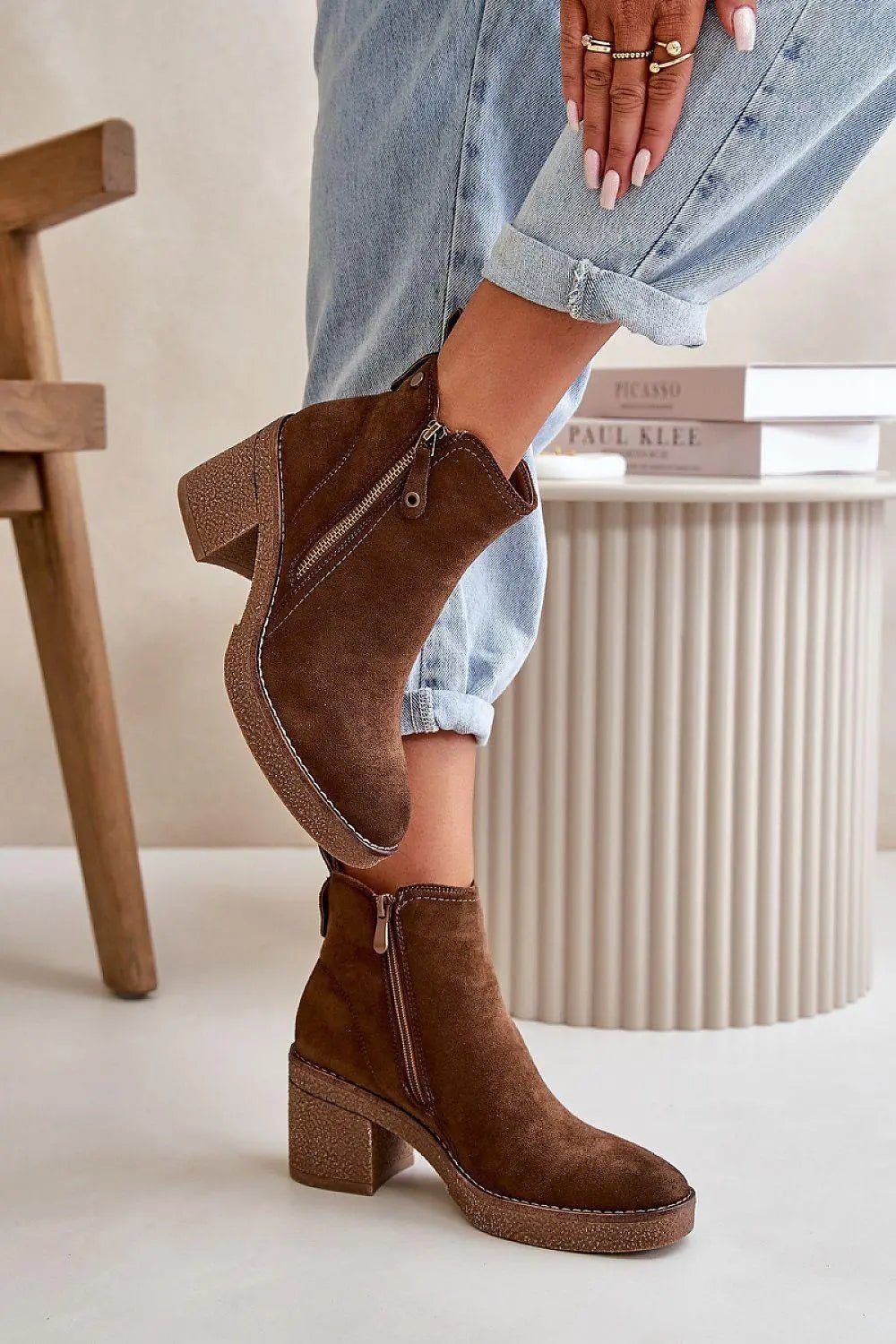 Step in style women's ankle boots made of soft eco suede - Honesty Sales