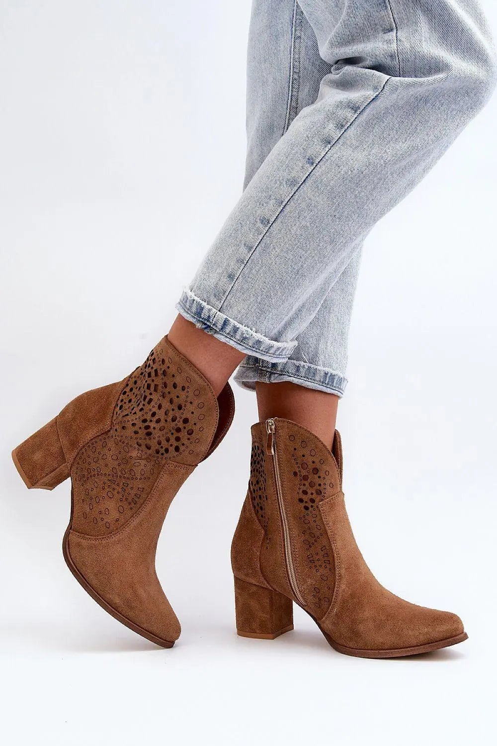 Step in style women's heeled boots were made of natural suede - Honesty Sales