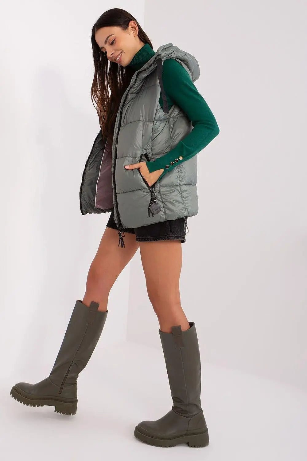Sublevel Quilted, insulated zippered vest with hood - Honesty Sales