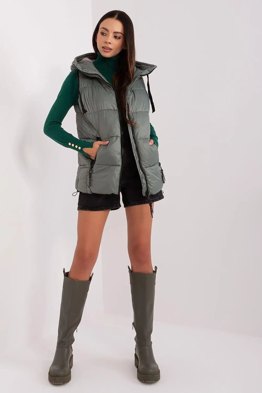 Sublevel Quilted, insulated zippered vest with hood - Honesty Sales