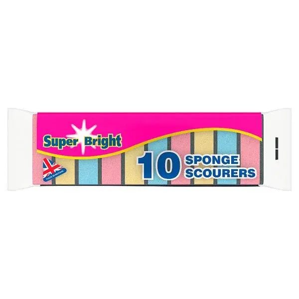 Super Bright 10 Sponge Scourers (Case of 8) - Honesty Sales