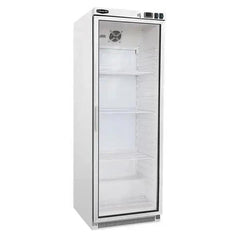 The SPR400G Sterling Pro Cobus Glass Door Upright Refrigerator White - Honesty Sales