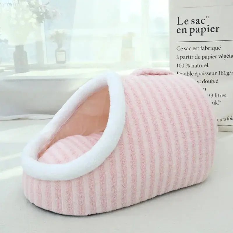 Thickened 3D Dog Cat Bed For Autumn Winter Warm Hole Drilling Dog Bed With Removable Sponge Striped Pet Bed Puppy Nest Sofa - Honesty Sales