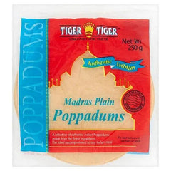 Tiger Tiger Authentic Indian Madras Plain Poppadums 250g - Honesty Sales