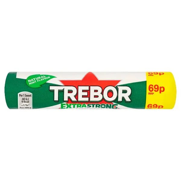 Trebor Extra Strong Peppermint Mints Roll 69p PMP 41.3g (Case of 40) - Honesty Sales