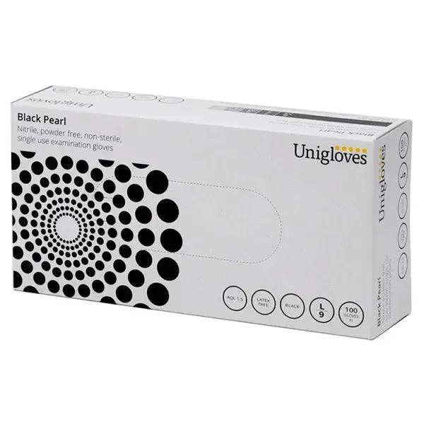 Unigloves 100 Black Pearl Nitrile Powder Free Gloves Large - Honesty Sales