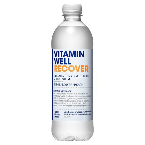 Vitamin Well Recover with Flavour of Elderflower / Peach 500ml (12 x 500ml) - Honesty Sales