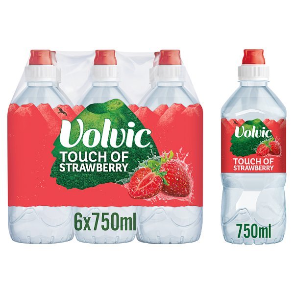 Volvic Touch of Fruit Low Sugar Strawberry Natural Flavoured Water 6 x 750ml (6 x 750ml) - Honesty Sales