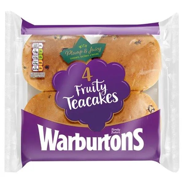 Warburtons 4 Fruity Teacakes - Honesty Sales