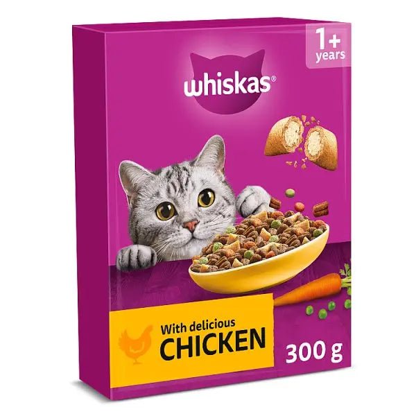 WHISKAS 1+ Dry CHICKEN Cat Food 300g (Case of 6) - Honesty Sales