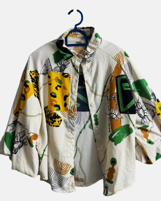 Womens Tops with Green and Yellow Print - Honesty Sales