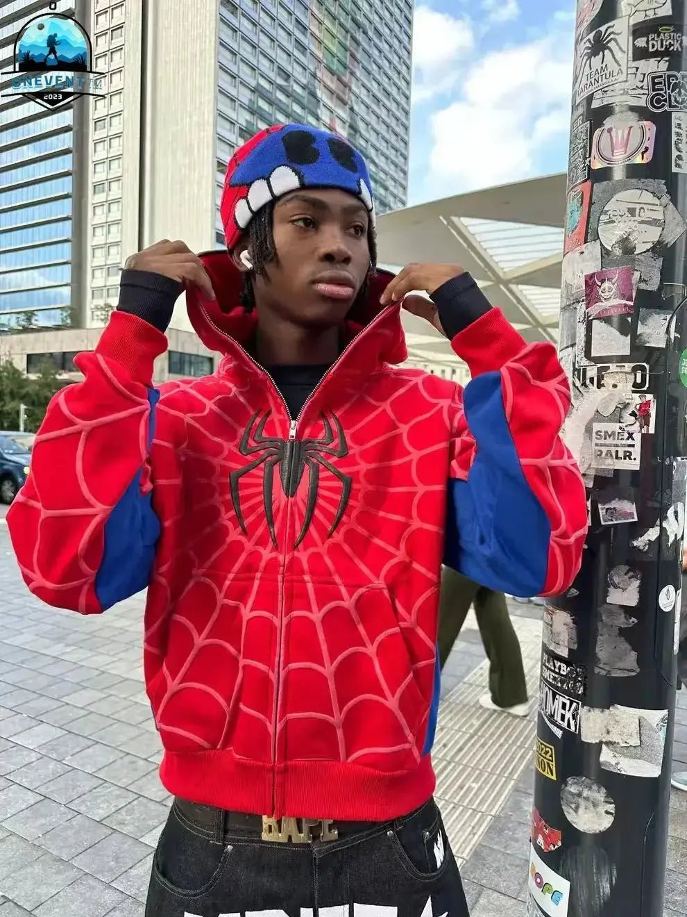 Y2K Spider Web Red Hoodie Sweatshirt - Harajuku Punk Grunge Women's Hip Hop Hoodie - Honesty Sales