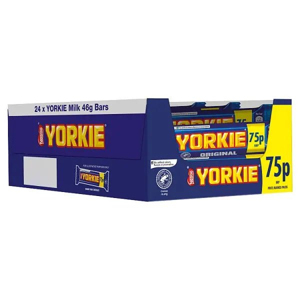Yorkie Milk Chocolate Bar 46g PMP 75p (Case of 24) - Honesty Sales