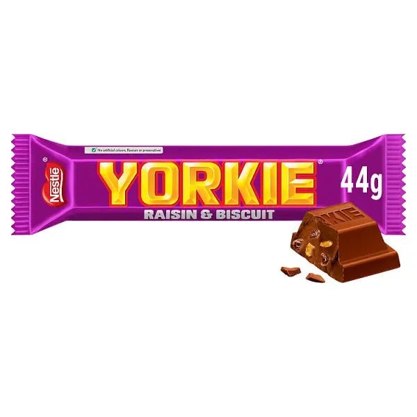 Yorkie Raisin & Biscuit Chocolate Bar 44g (Case of 24) - Honesty Sales