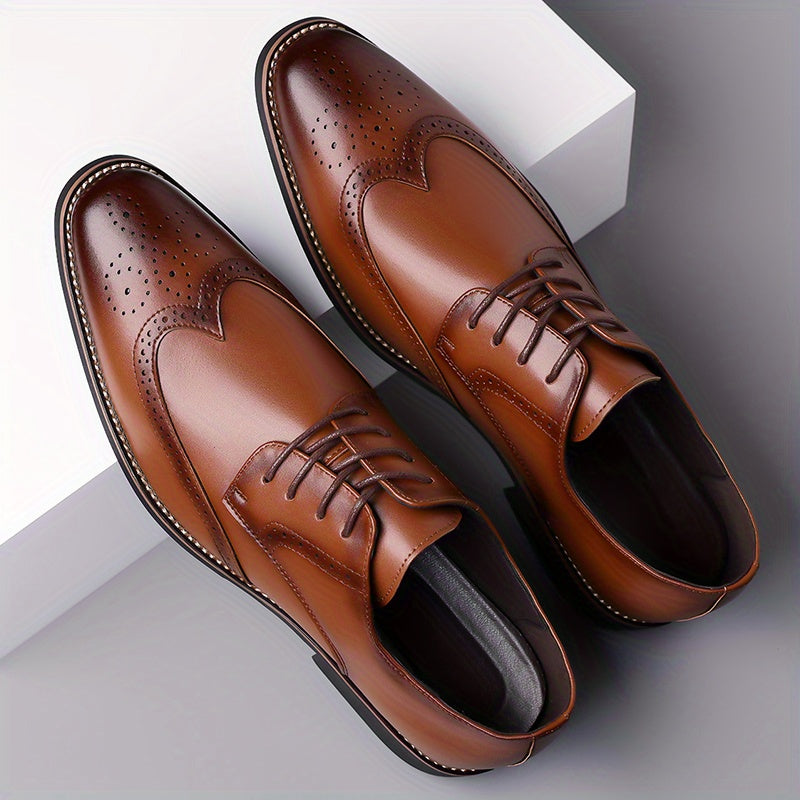 Men’s Classic Wingtip Oxford Brogue Dress Shoes – Formal Business & Wedding Wear - Honesty Sales