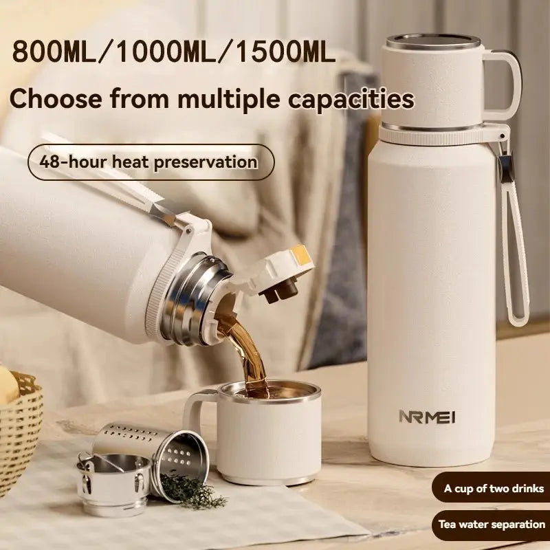 1.5L Stainless Steel Thermos Bottle – Vacuum Insulated Flask for Hot Coffee, Tea & Cold Drinks  Honesty Sales U.K